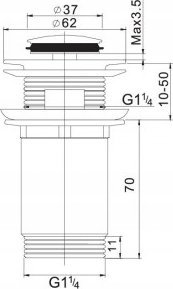 Przycisk spłukujący Hydroland SPUST STEROW.KLIK-KLAK MAŁY 5/4 Z TULEJĄ-PRZELEW HYDROLAND ( K.KKM.T) // S.SPUST.KLIK-KLAK-H-MAŁY-T 3