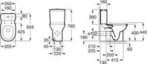 Zestaw kompaktowy WC Roca Debba Round stojąca do kompaktu Rimless (A34299P000) 2