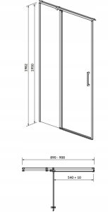 Cersanit S162-005 DRZWI NA ZAWIAS. KABINY PRYSZNIC MODUO 90X195 LEWE TRANSP. // KNC.DRZ-MODUO-90X195-TR-L 4