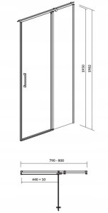 Cersanit S162-004 DRZWI NA ZAWIAS. KABINY PRYSZNIC MODUO 80X195 PRAWY TRANSP. // KNC.DRZ-MODUO-80X195-TR-P 3