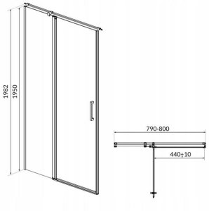 Cersanit S162-003 DRZWI NA ZAWIAS. KABINY PRYSZNIC MODUO 80X195 LEWE TRANSP. // KNC.DRZ-MODUO-80X195-TR-L 3