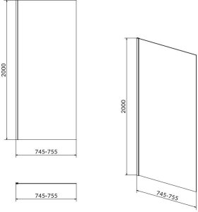 Cersanit S159-009 ŚCIANKA KAB. PRYSZNIC. CREA 80X200 TRANSP. // KNC.ŚĆ-CREA-80X200-TR 2