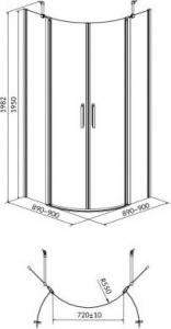 Cersanit S162-010 kabina półokrągła Moduo 90x90x195 szkło transparentne (S162-010) 2