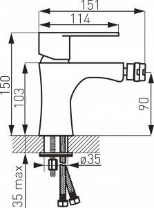 Bateria bidetowa Ferro BAT. ALGEO BIDET CZARNY FERRO // BF.BAG6BL 2
