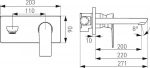 Bateria umywalkowa Ferro BAT. ALGEO SQUARE UMYW. PODTYNK., WYL. 22CM., CHROM FERRO // BF.BAQ3PA22 4