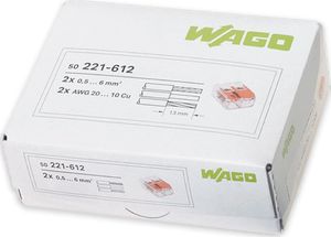 Wago WAGO Szybkozłączka uniwersalna 2x0,5-6mm transparentna 221-612 opak. 50 szt. 1