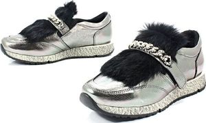 Venezia VENEZIA 278973R94 SREBRNE - Sneakersy z futerkiem 37 4
