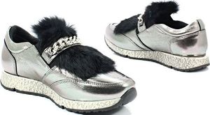 Venezia VENEZIA 278973R94 SREBRNE - Sneakersy z futerkiem 37 5