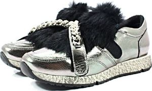 Venezia VENEZIA 278973R94 SREBRNE - Sneakersy z futerkiem 37 8