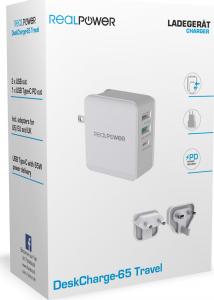 Ładowarka Realpower DeskCharge-65 2x USB-A 1x USB-C 2.4 A (306837) 3