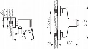 Bateria prysznicowa Ferro BSC7 BAT. STRATOS CHROM NATRYSKOWA BEZ NATRYSKU // BF.BSC7 2