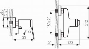 Bateria prysznicowa Ferro BSC7BL BAT. STRATOS CZARNY NATRYSKOWA BEZ NATRYSKU // BF.BSC7BL 2