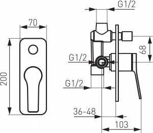 Bateria prysznicowa Ferro BSC7P BAT. STRATOS CHROM NATRYSKOWA PODTYNKOWA 2-FUKNKCYJNA // BF.BSC7P 2