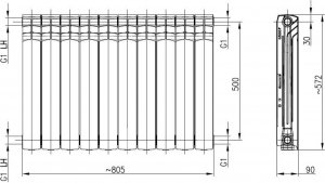 KFA grzejnik aluminiowy grafit G500F (777-100-61) 7