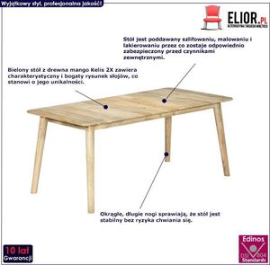 Elior Stół bielony z drewna mango Kelis 2X naturalny 13