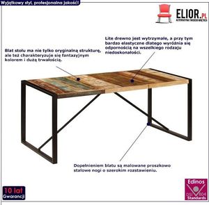 Elior Stół drewniany malowany Veriz wielokolorowy 4