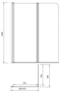 Parawan nawannowy Cersanit S301-290 PARAWAN NAWANN. EASY NEW 2 SKRZYDŁ. 140X115 PR CHROM SZKŁO CZYSTE // KNC.EASY-NEW-140X115 2