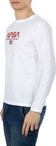 NASA Koszulka męska O Neck Ml Worm-Flag White r. S 1