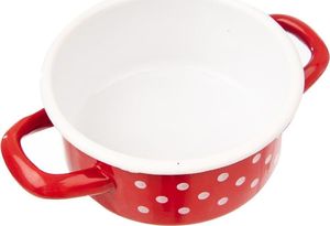 Orion Garnek / garnuszek emaliowany 0,6L GROCHY czerwony uniwersalny 2
