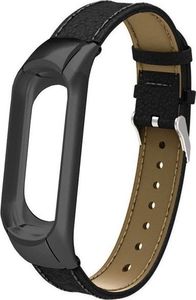 Alogy Skórzany pasek Alogy leather band do Xiaomi Mi Ban 3/ 4 czarny uniwersalny 3