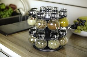 Forchetto Stojak na przyprawy obrotowy przyprawnik 16 słoiczków Forchetto Aromatico 3