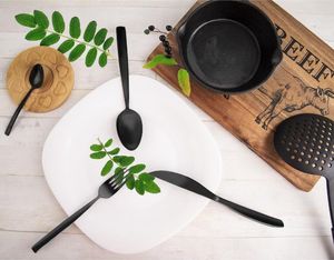 Orion Sztućce CZARNE Black Luxury zestaw sztućców 24 el. uniwersalny 3