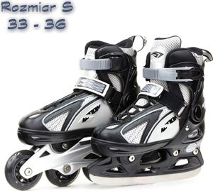 Rolki Action PW-223 z wymienną płozą regulowane czarne r. 33-36 2