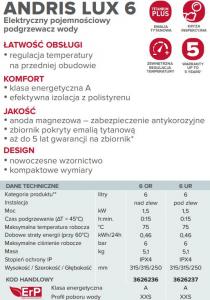 Bojler Ariston Andris Lux 6 OR 6 1.5 kW (3626236) 4