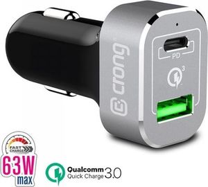 Ładowarka Crong Power Car 1x USB-A 1x USB-C  (CRG-PWRC-USBC63-ALU) 2