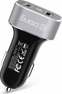 Ładowarka Crong Power Car 1x USB-A 1x USB-C  (CRG-PWRC-USBC63-ALU) 4