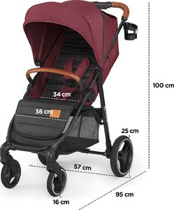 Wózek KinderKraft spacerowy Grande Lx Burgundy 6