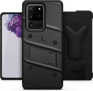 Zizo Zizo Bolt Cover - Pancerne etui Samsung Galaxy S20 Ultra oraz podstawka uchwyt do paska (Black/Black) 3