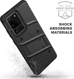 Zizo Zizo Bolt Cover - Pancerne etui Samsung Galaxy S20 Ultra oraz podstawka uchwyt do paska (Black/Black) 5
