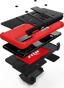 Zizo Zizo Bolt Cover - Pancerne etui Samsung Galaxy S20+ oraz podstawka uchwyt do paska (Black/Red) 4