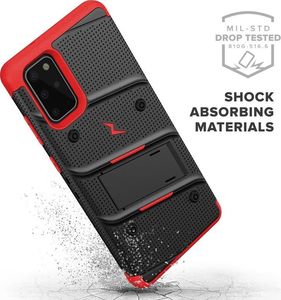 Zizo Zizo Bolt Cover - Pancerne etui Samsung Galaxy S20+ oraz podstawka uchwyt do paska (Black/Red) 5
