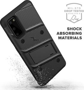 Zizo Zizo Bolt Cover - Pancerne etui Samsung Galaxy S20 oraz podstawka uchwyt do paska (Black/Black) 5