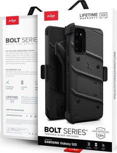 Zizo Zizo Bolt Cover - Pancerne etui Samsung Galaxy S20 oraz podstawka uchwyt do paska (Black/Black) 8