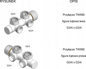Varioterm Zestaw grzejnikowy Twins All In One prawy biały mat ze złączkami na pex 4