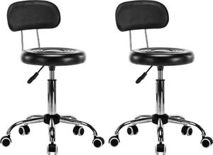 vidaXL Krzesła kosmetyczne, 2 szt., obrotowe, sztuczna skóra, czarne 1