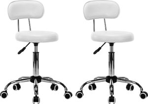 vidaXL Krzesła kosmetyczne, 2 szt., obrotowe, sztuczna skóra, białe 1