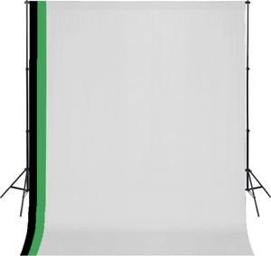 vidaXL Zestaw fotograficzny z 3 tłami z bawełny i ramą, 3 x 3 m 1