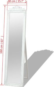 vidaXL Lustro wolnostojące w stylu barokowym 160x40 cm, białe 7