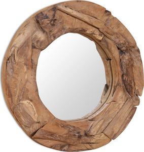 vidaXL Lustro dekoracyjne, drewno tekowe, 60 cm, okrągłe 2