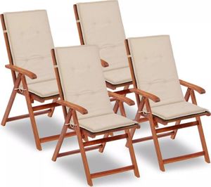 vidaXL Poduszki na krzesła ogrodowe, 4 szt., kremowe, 120x50x3 cm 1