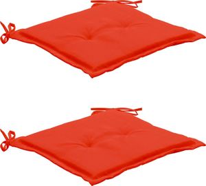 vidaXL Poduszki na krzesło ogrodowe, 2 szt., czerwone, 50x50x3 cm 1
