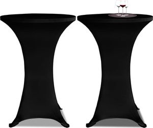 vidaXL Obrus na stół barowy, 80 cm, czarny, elastyczny, 2 szt. 1