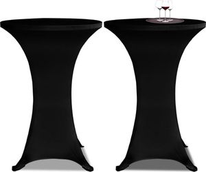 vidaXL Obrus na stół barowy 70 cm czarny rozciągany 2 szt 1