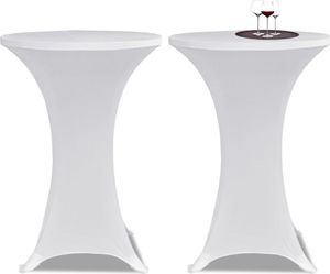 vidaXL Obrus na stół barowy 80 cm, biały, elastyczny, 2 szt. 1