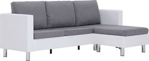 Elior Atrakcyjna sofa Karlo 4Q z szezlongiem - biało-jasnoszara 1