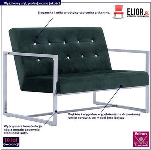 Elior Zgrabna 2-osobowa sofa Mefir - ciemnozielona 8